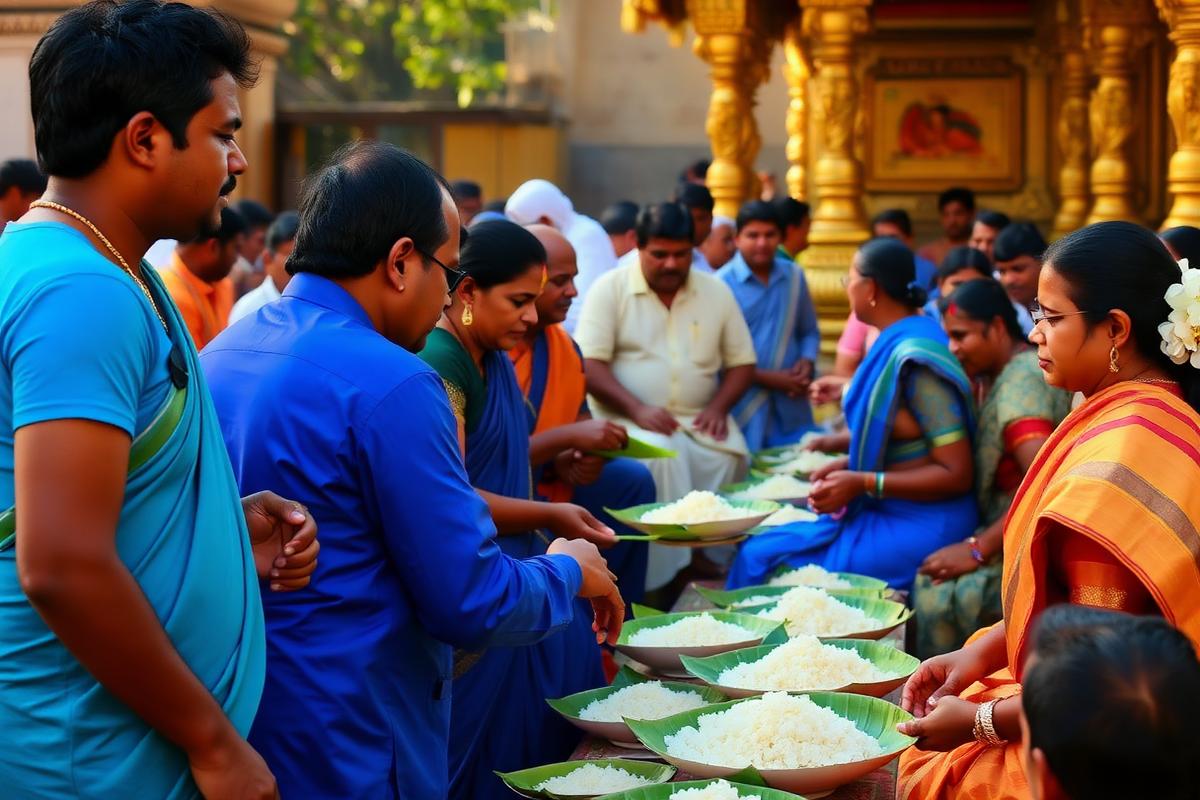 Annadanam being served to devotees